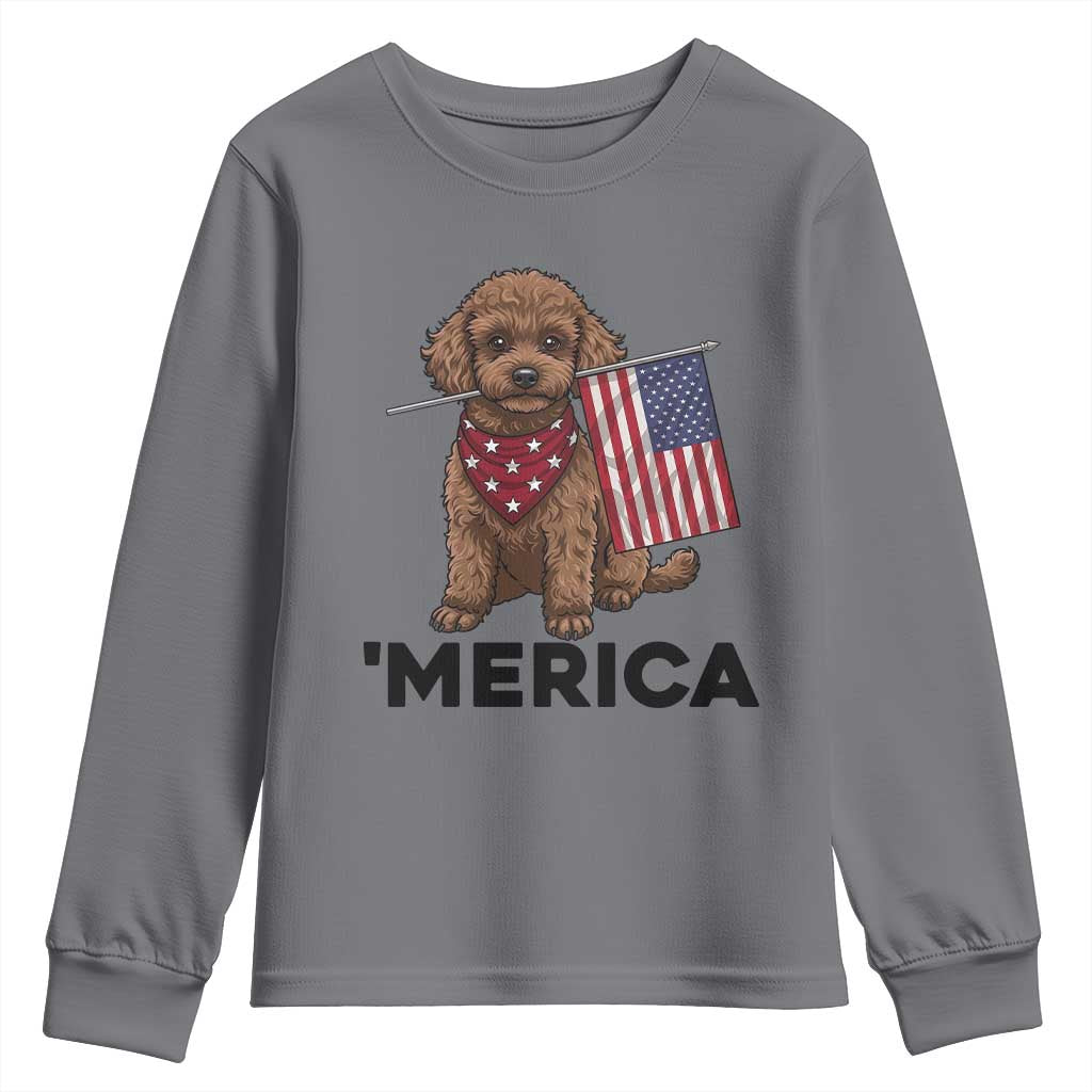 Patriotic Poodle Mom Dad Gift Youth Sweatshirt Merica 4th Of July