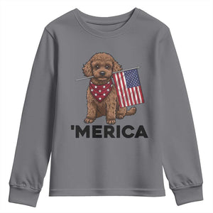 Patriotic Poodle Mom Dad Gift Youth Sweatshirt Merica 4th Of July