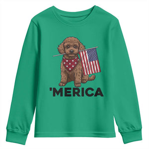 Patriotic Poodle Mom Dad Gift Youth Sweatshirt Merica 4th Of July