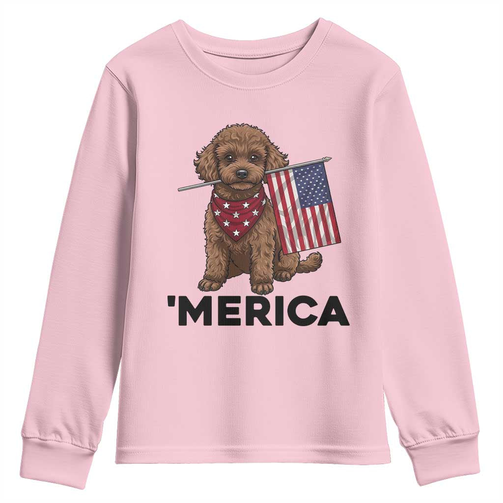 Patriotic Poodle Mom Dad Gift Youth Sweatshirt Merica 4th Of July