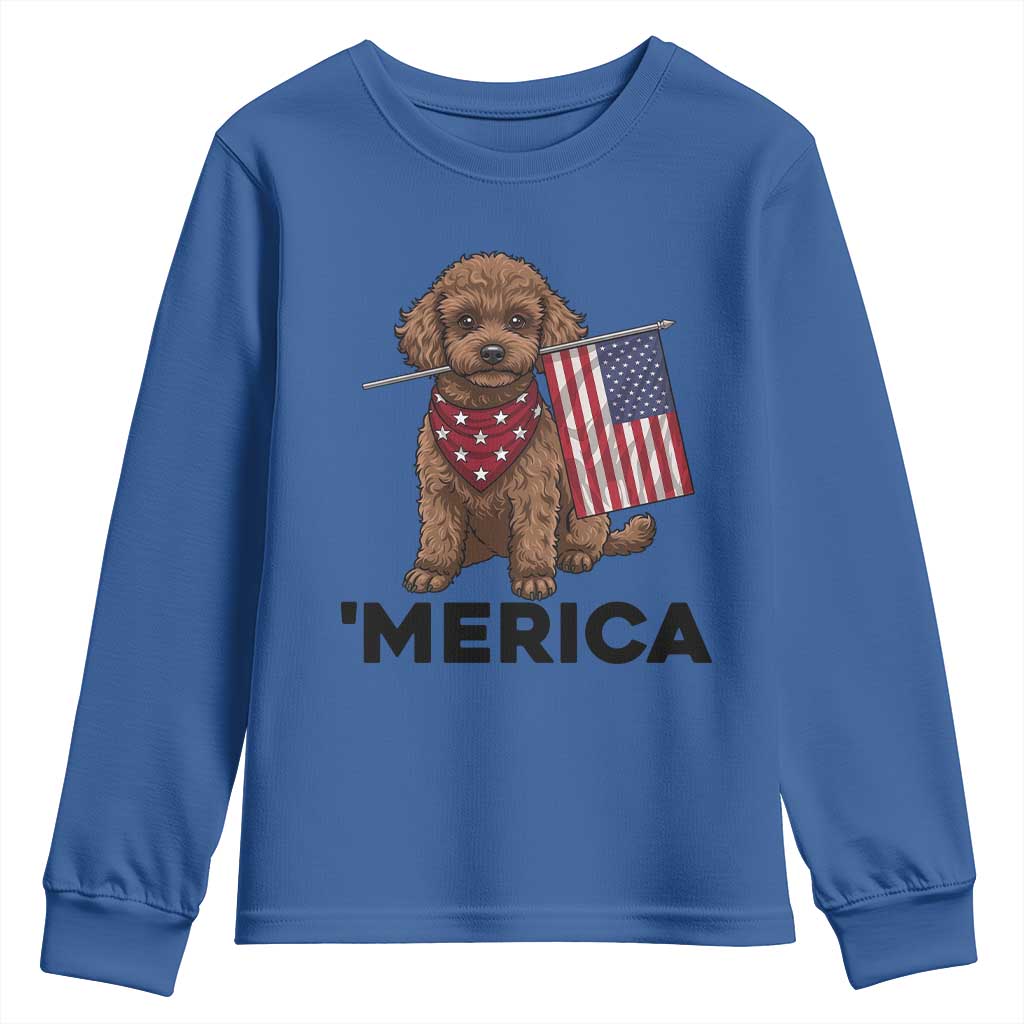 Patriotic Poodle Mom Dad Gift Youth Sweatshirt Merica 4th Of July