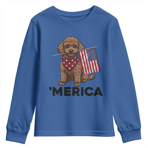 Patriotic Poodle Mom Dad Gift Youth Sweatshirt Merica 4th Of July
