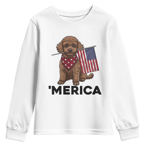 Patriotic Poodle Mom Dad Gift Youth Sweatshirt Merica 4th Of July