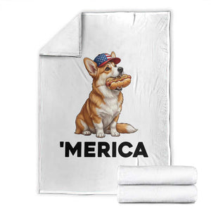 Funny Merica Corgi Lover 4th Of July Throw Blanket Patriotic Dog Gift