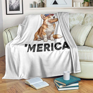 Funny Merica Corgi Lover 4th Of July Throw Blanket Patriotic Dog Gift