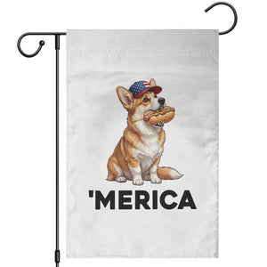 Funny Merica Corgi Lover 4th Of July Garden Flag Patriotic Dog Gift
