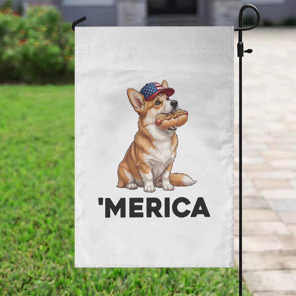 Funny Merica Corgi Lover 4th Of July Garden Flag Patriotic Dog Gift