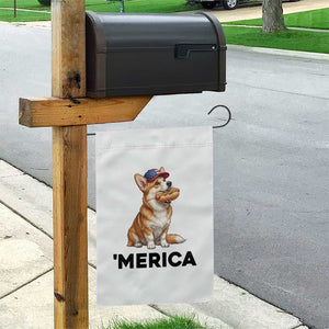 Funny Merica Corgi Lover 4th Of July Garden Flag Patriotic Dog Gift