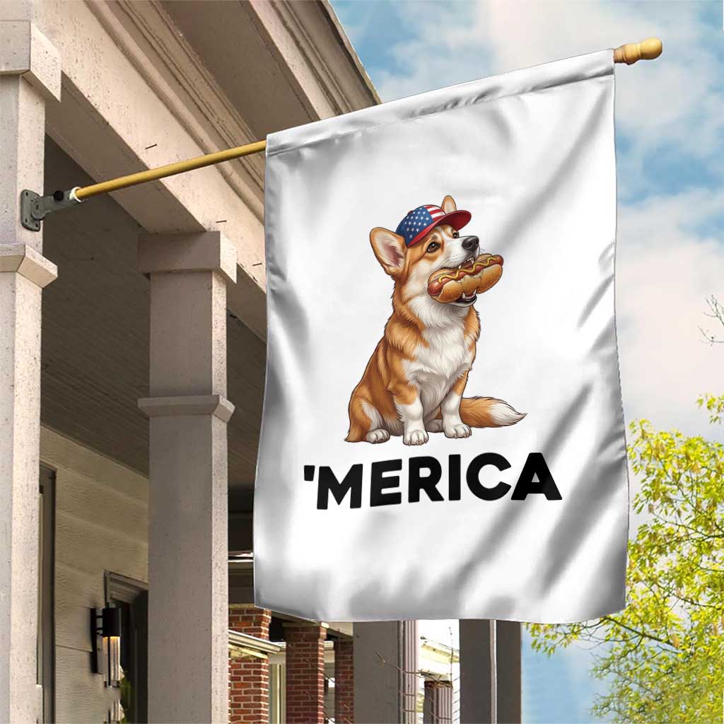 Funny Merica Corgi Lover 4th Of July Garden Flag Patriotic Dog Gift