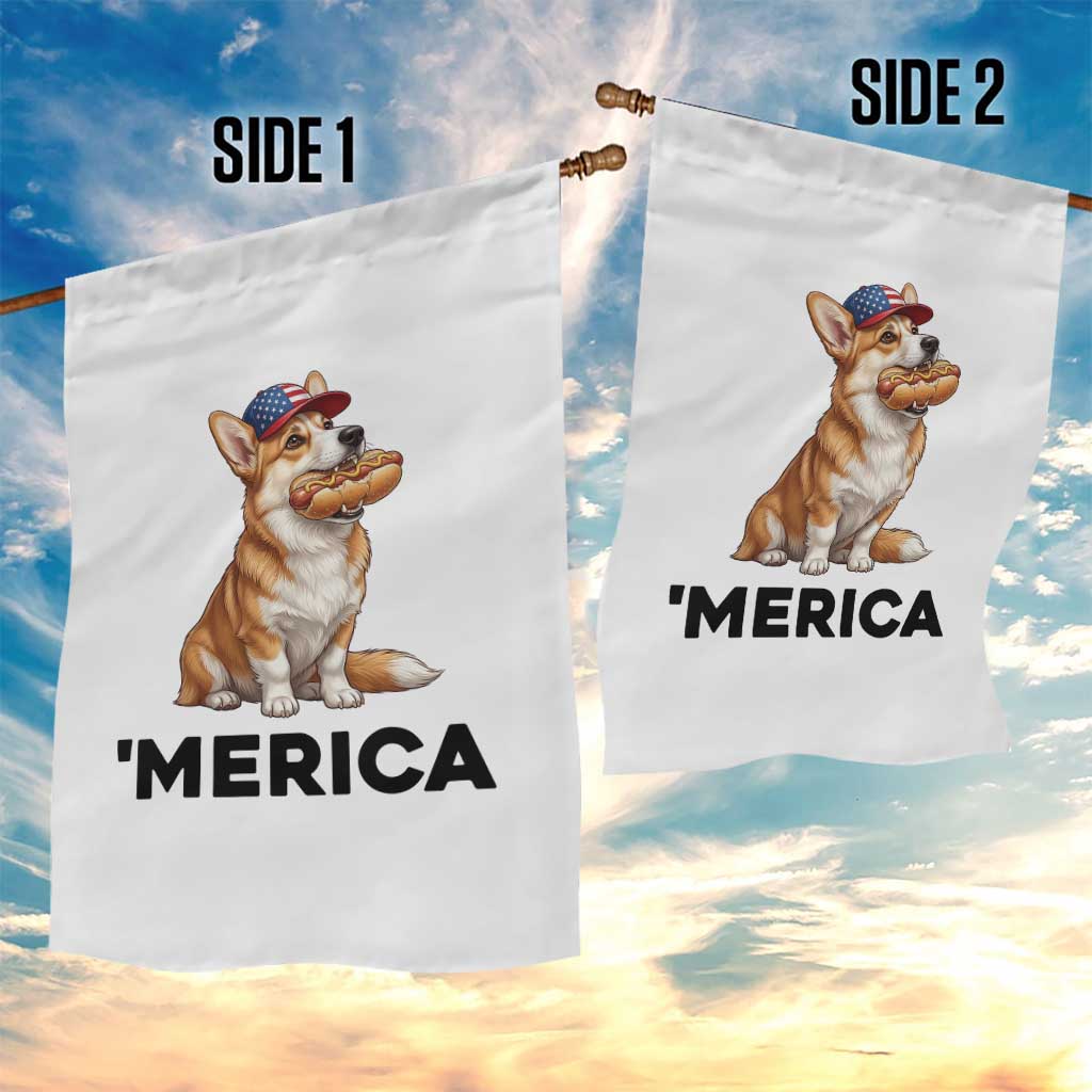 Funny Merica Corgi Lover 4th Of July Garden Flag Patriotic Dog Gift