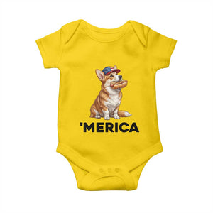 Funny Merica Corgi Lover 4th Of July Baby Onesie Patriotic Dog Gift