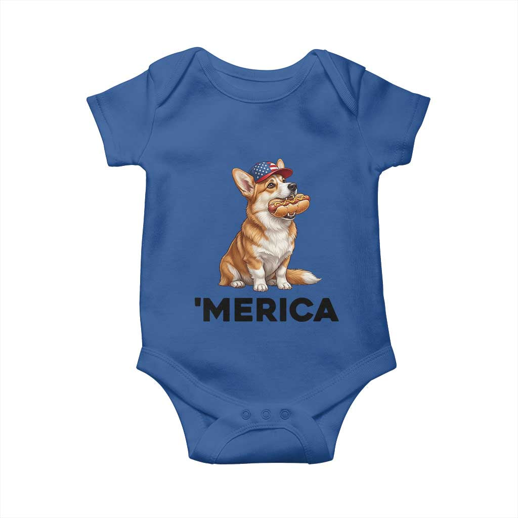 Funny Merica Corgi Lover 4th Of July Baby Onesie Patriotic Dog Gift