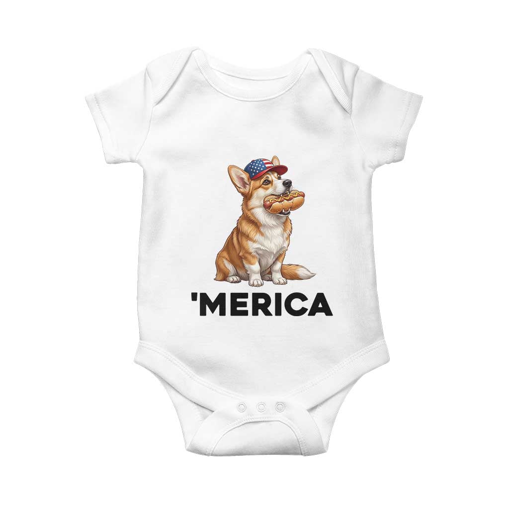 Funny Merica Corgi Lover 4th Of July Baby Onesie Patriotic Dog Gift TS12 White Print Your Wear