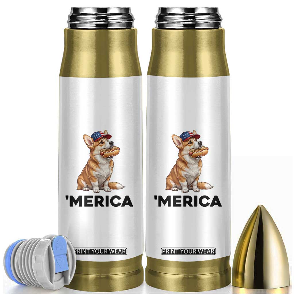 Funny Merica Corgi Lover 4th Of July Bullet Tumbler Patriotic Dog Gift