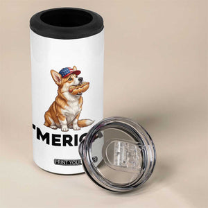 Funny Merica Corgi Lover 4th Of July 4 in 1 Can Cooler Tumbler Patriotic Dog Gift