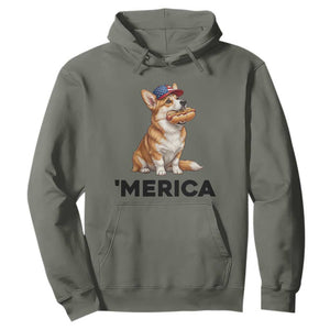 Funny Merica Corgi Lover 4th Of July Hoodie Patriotic Dog Gift