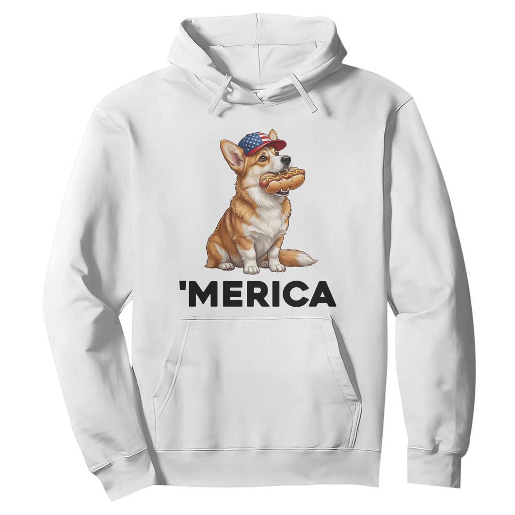 Funny Merica Corgi Lover 4th Of July Hoodie Patriotic Dog Gift TS12 White Print Your Wear