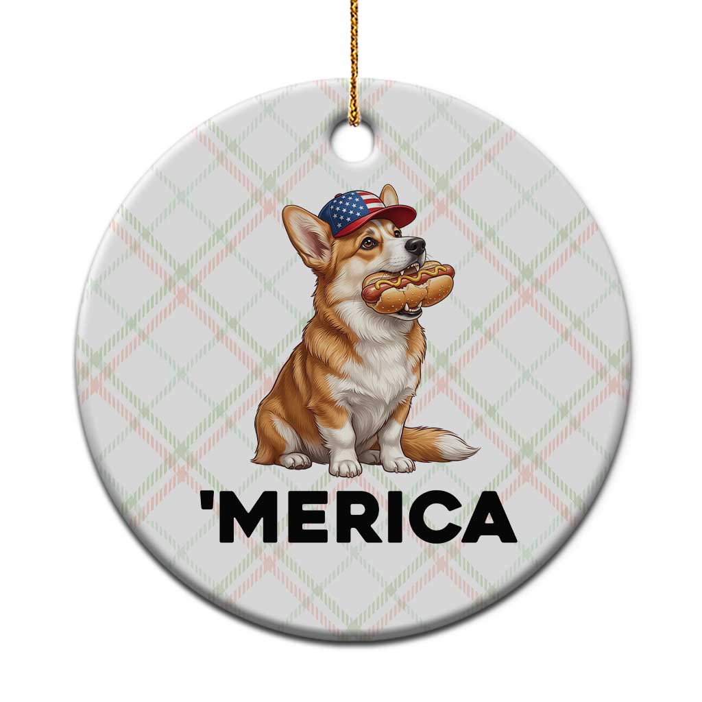 Funny Merica Corgi Lover 4th Of July Ceramic Ornament Patriotic Dog Gift TS12 1pc Christmas Plaid Print Your Wear