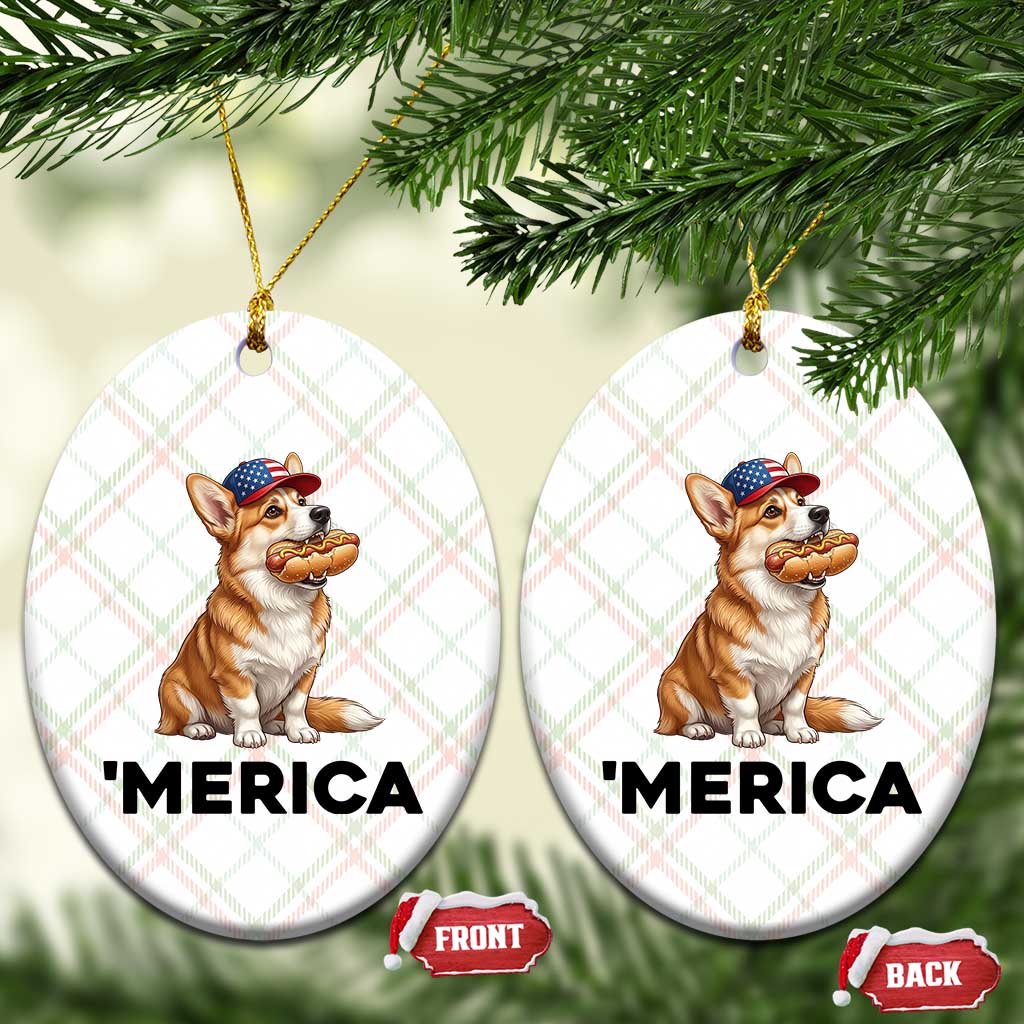 Funny Merica Corgi Lover 4th Of July Ceramic Ornament Patriotic Dog Gift TS12 Print Your Wear