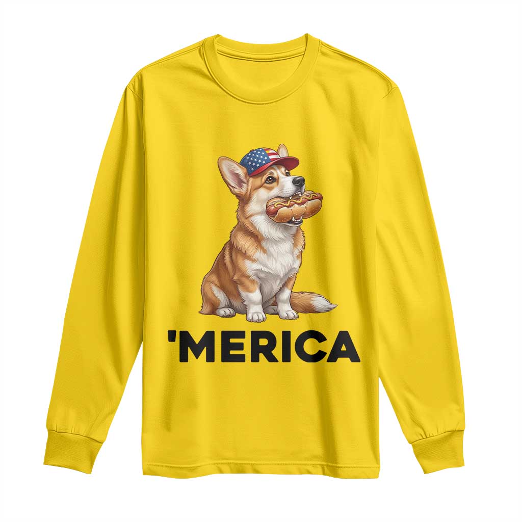 Funny Merica Corgi Lover 4th Of July Long Sleeve Shirt Patriotic Dog Gift