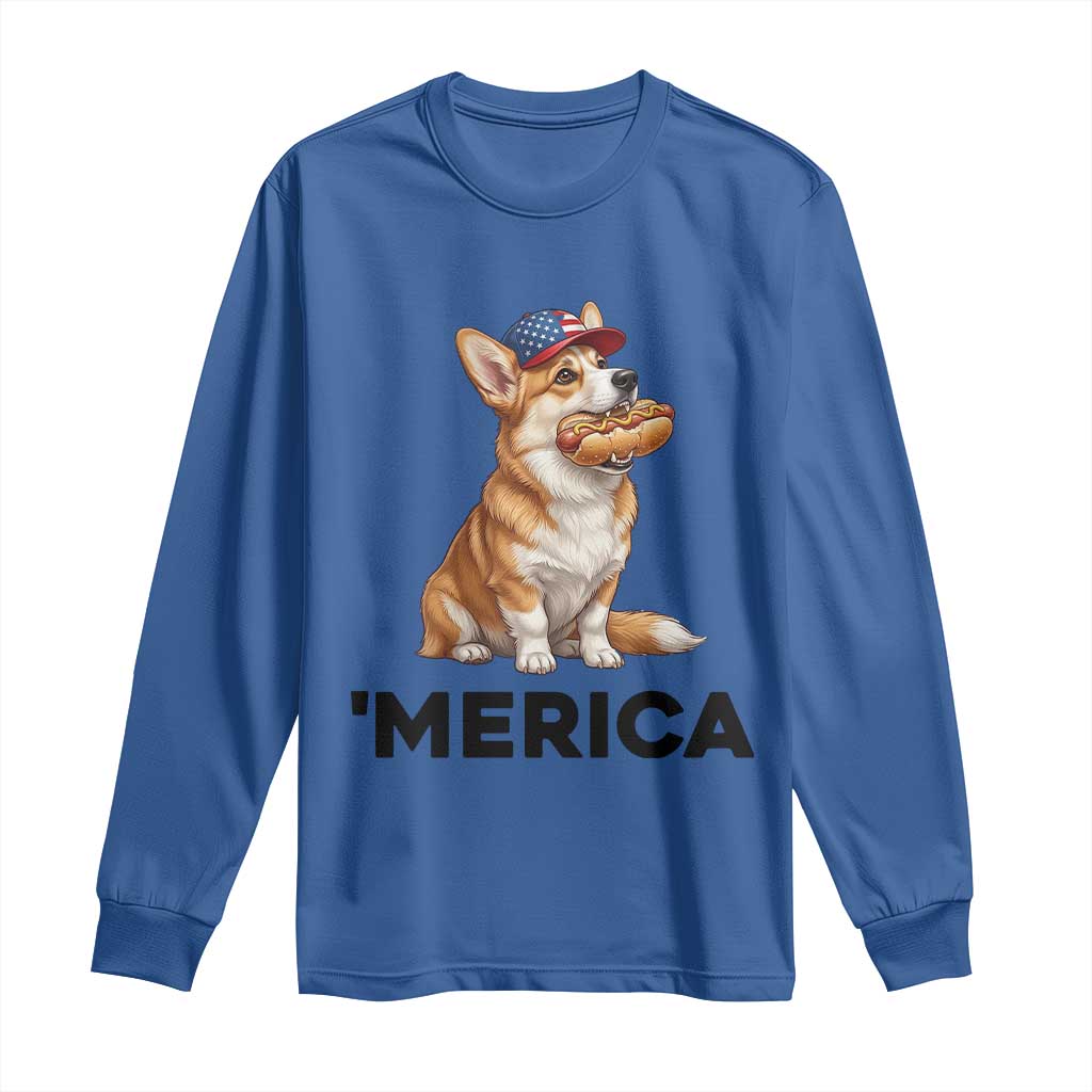 Funny Merica Corgi Lover 4th Of July Long Sleeve Shirt Patriotic Dog Gift