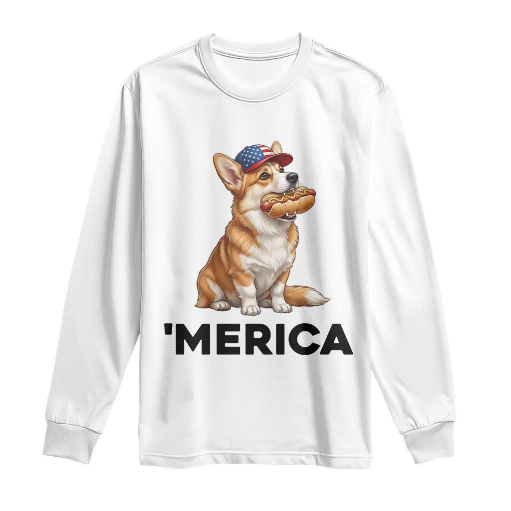 Funny Merica Corgi Lover 4th Of July Long Sleeve Shirt Patriotic Dog Gift