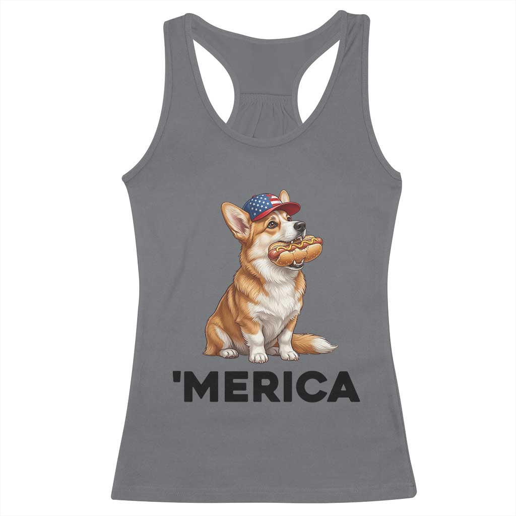 Funny Merica Corgi Lover 4th Of July Racerback Tank Top Patriotic Dog Gift