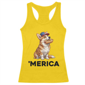Funny Merica Corgi Lover 4th Of July Racerback Tank Top Patriotic Dog Gift