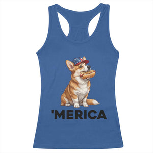 Funny Merica Corgi Lover 4th Of July Racerback Tank Top Patriotic Dog Gift