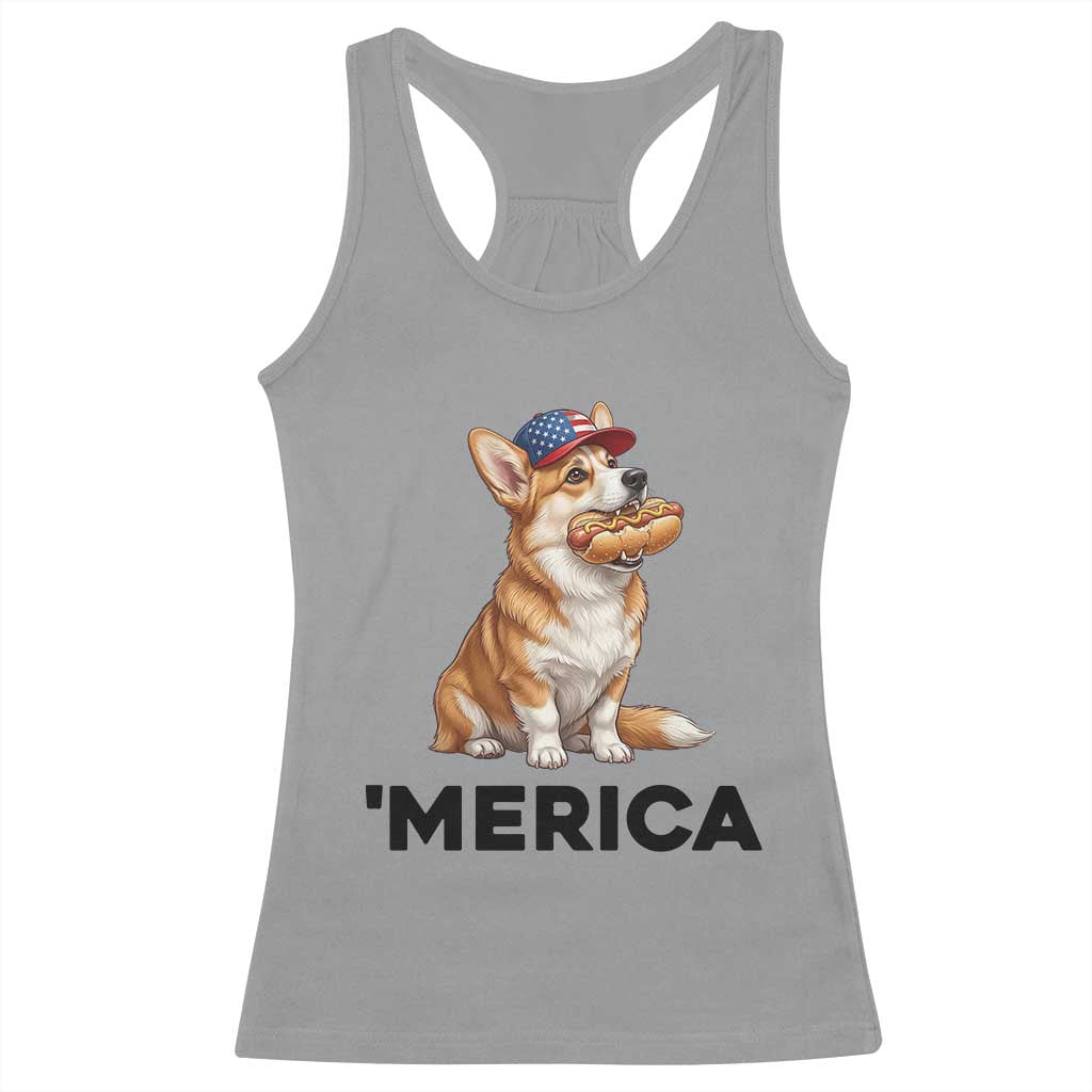 Funny Merica Corgi Lover 4th Of July Racerback Tank Top Patriotic Dog Gift