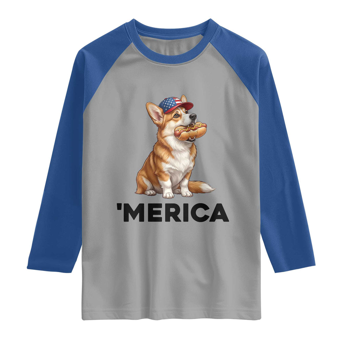 Funny Merica Corgi Lover 4th Of July Raglan Shirt Patriotic Dog Gift