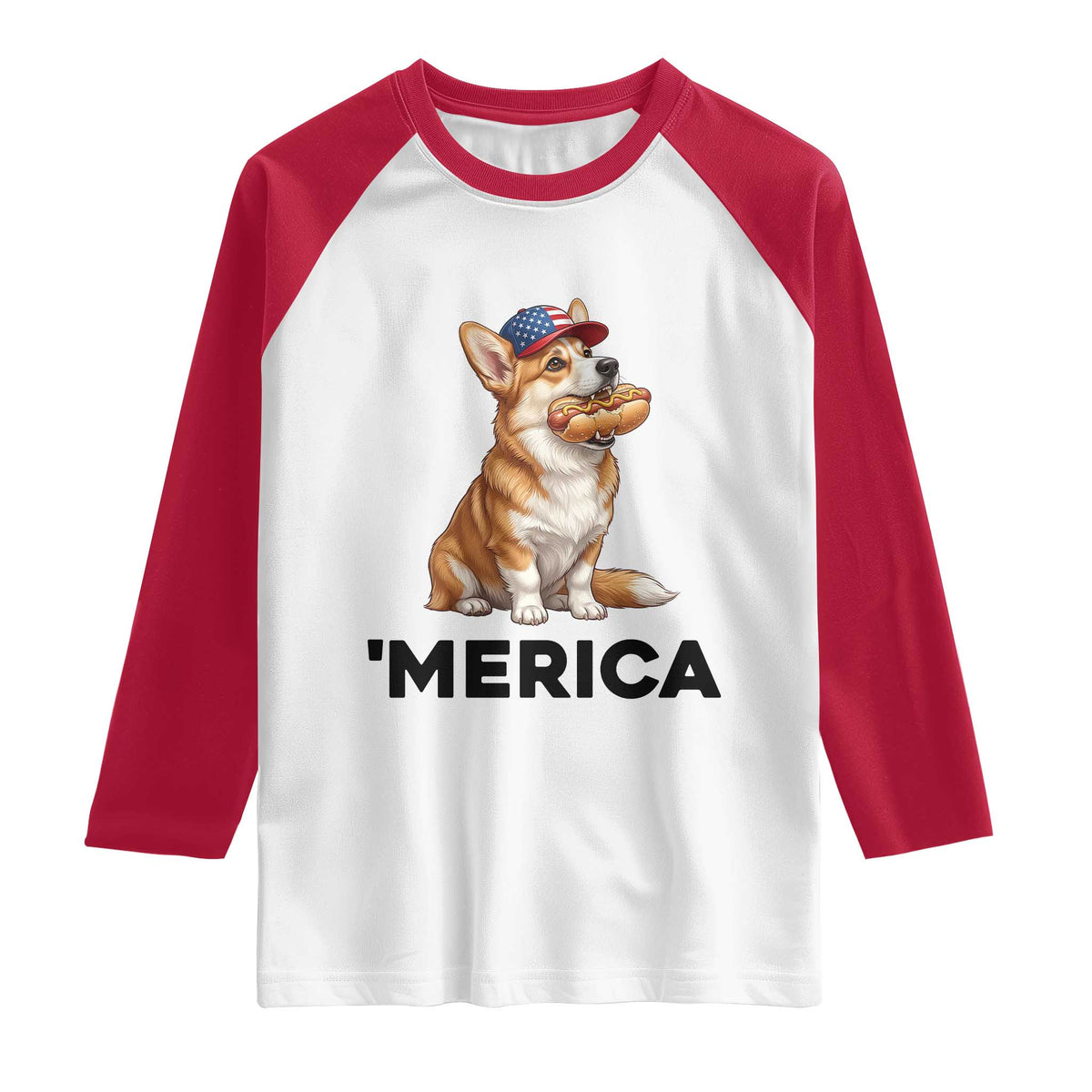 Funny Merica Corgi Lover 4th Of July Raglan Shirt Patriotic Dog Gift
