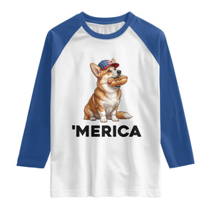 Funny Merica Corgi Lover 4th Of July Raglan Shirt Patriotic Dog Gift
