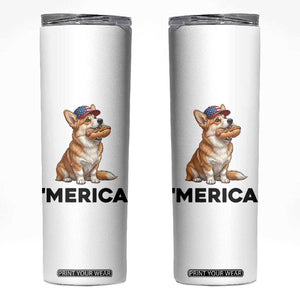 Funny Merica Corgi Lover 4th Of July Skinny Tumbler Patriotic Dog Gift