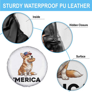 Funny Merica Corgi Lover 4th Of July Spare Tire Cover Patriotic Dog Gift
