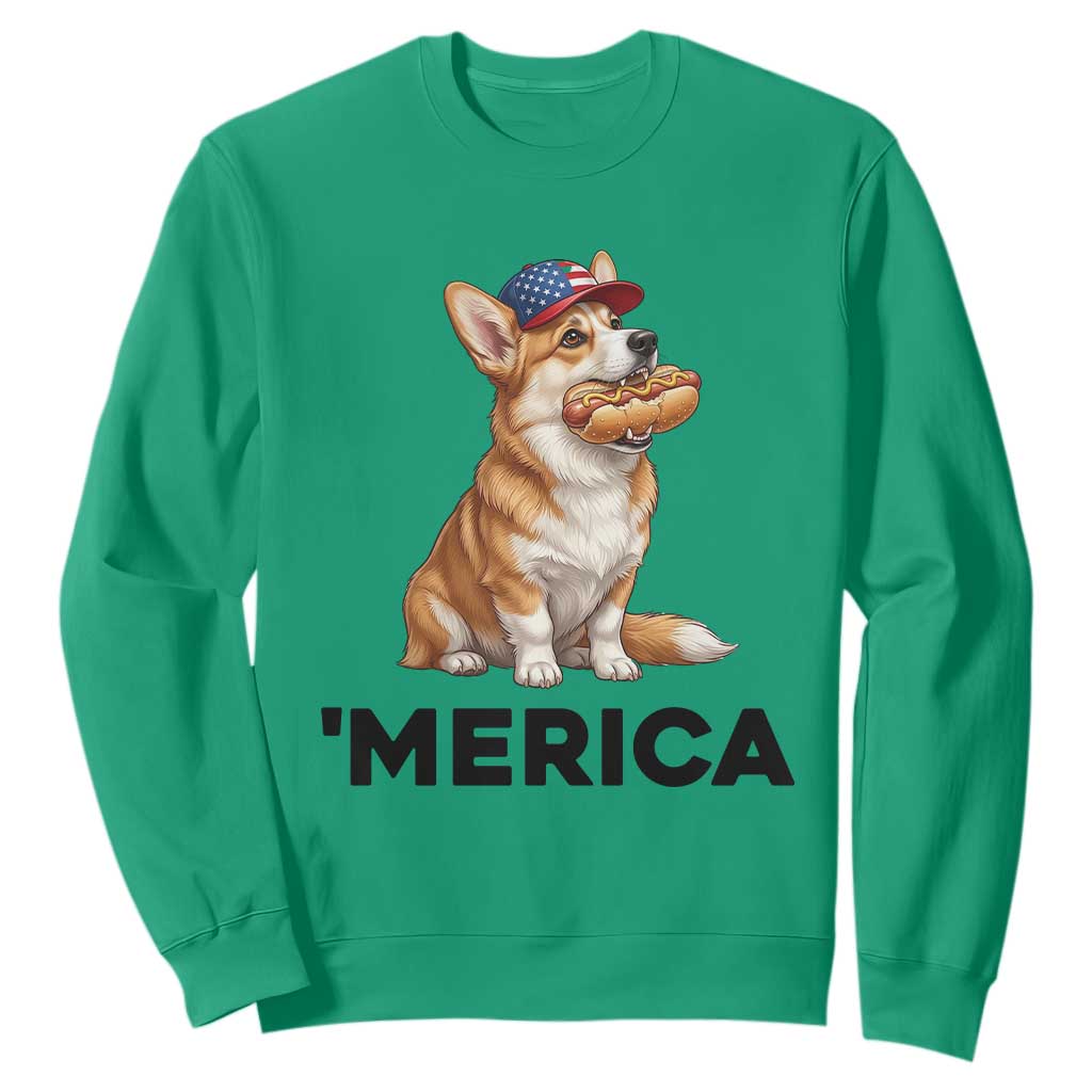 Funny Merica Corgi Lover 4th Of July Sweatshirt Patriotic Dog Gift