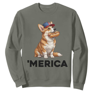 Funny Merica Corgi Lover 4th Of July Sweatshirt Patriotic Dog Gift