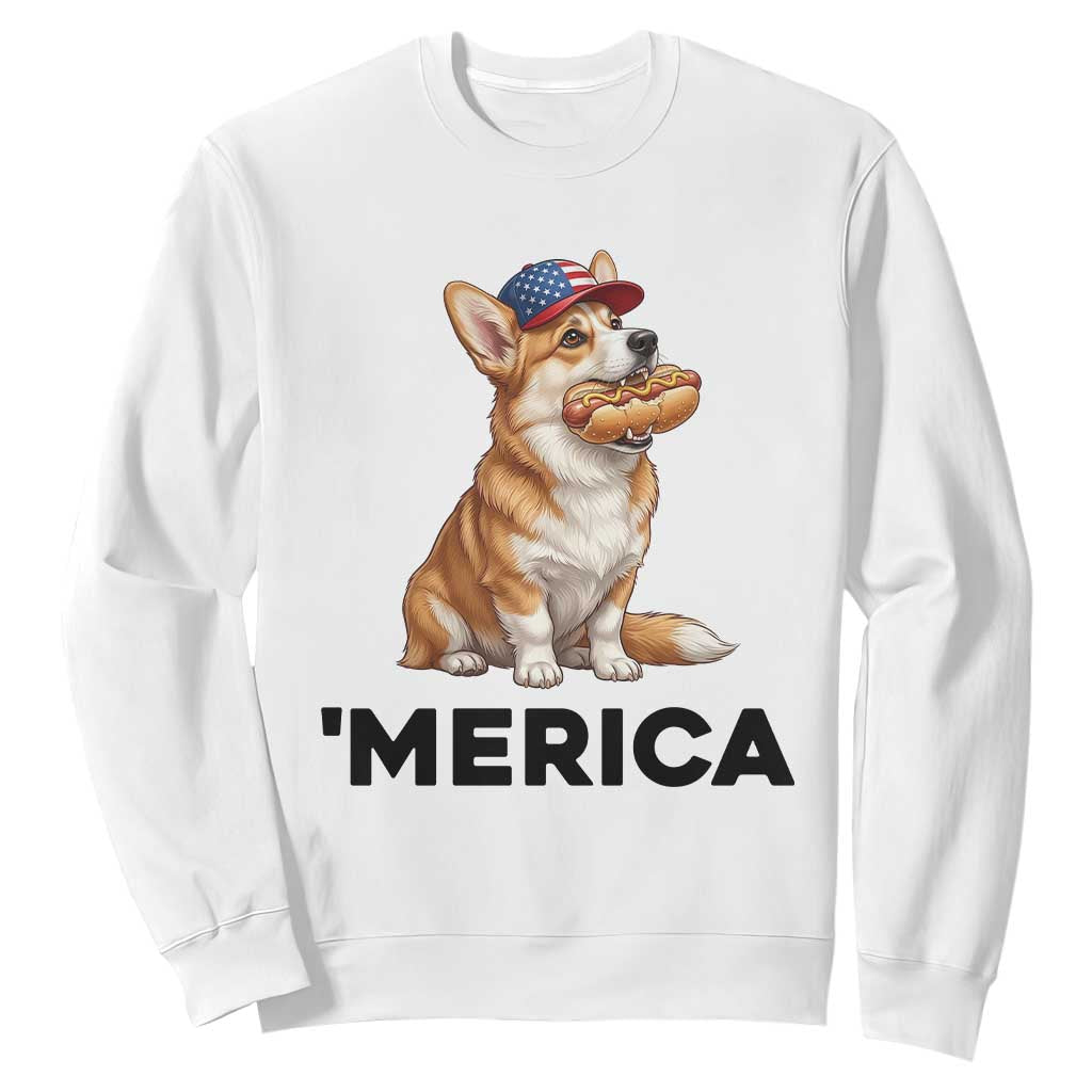 Funny Merica Corgi Lover 4th Of July Sweatshirt Patriotic Dog Gift TS12 White Print Your Wear
