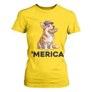 Funny Merica Corgi Lover 4th Of July T Shirt For Women Patriotic Dog Gift