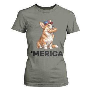 Funny Merica Corgi Lover 4th Of July T Shirt For Women Patriotic Dog Gift