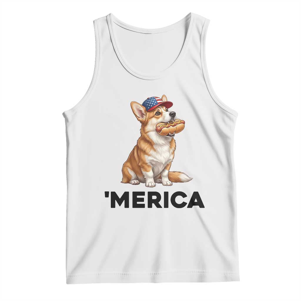 Funny Merica Corgi Lover 4th Of July Tank Top Patriotic Dog Gift TS12 White Print Your Wear