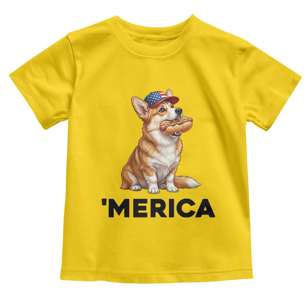 Funny Merica Corgi Lover 4th Of July Toddler T Shirt Patriotic Dog Gift