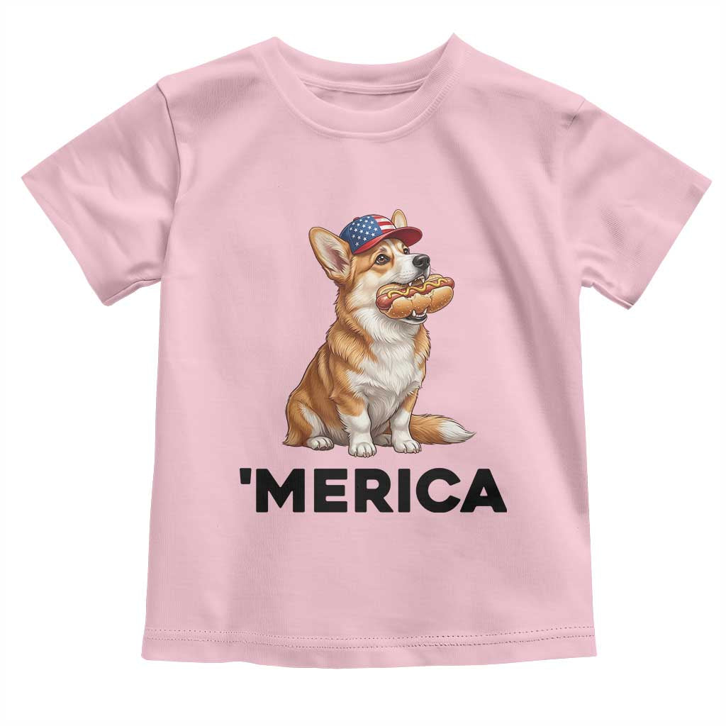 Funny Merica Corgi Lover 4th Of July Toddler T Shirt Patriotic Dog Gift