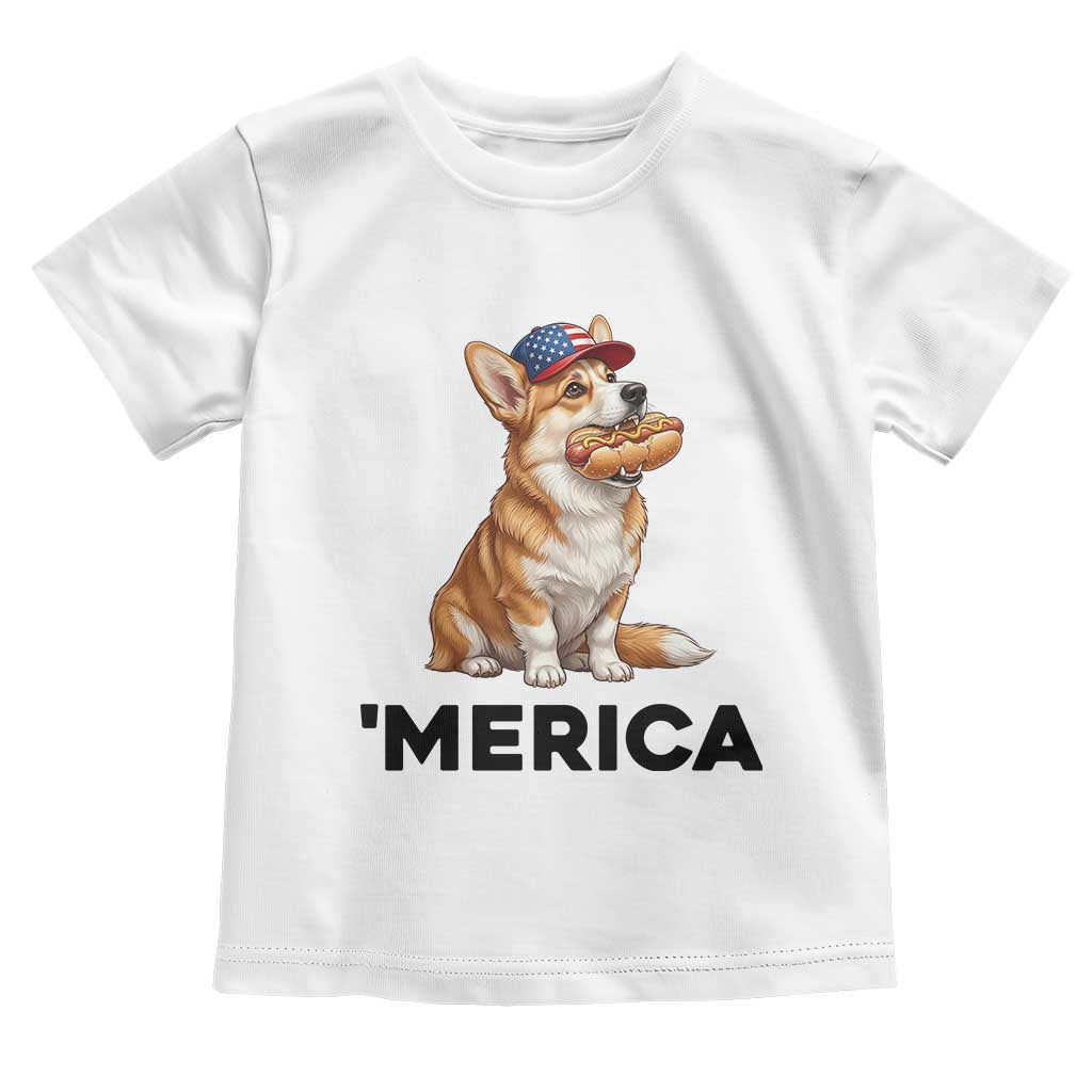 Funny Merica Corgi Lover 4th Of July Toddler T Shirt Patriotic Dog Gift