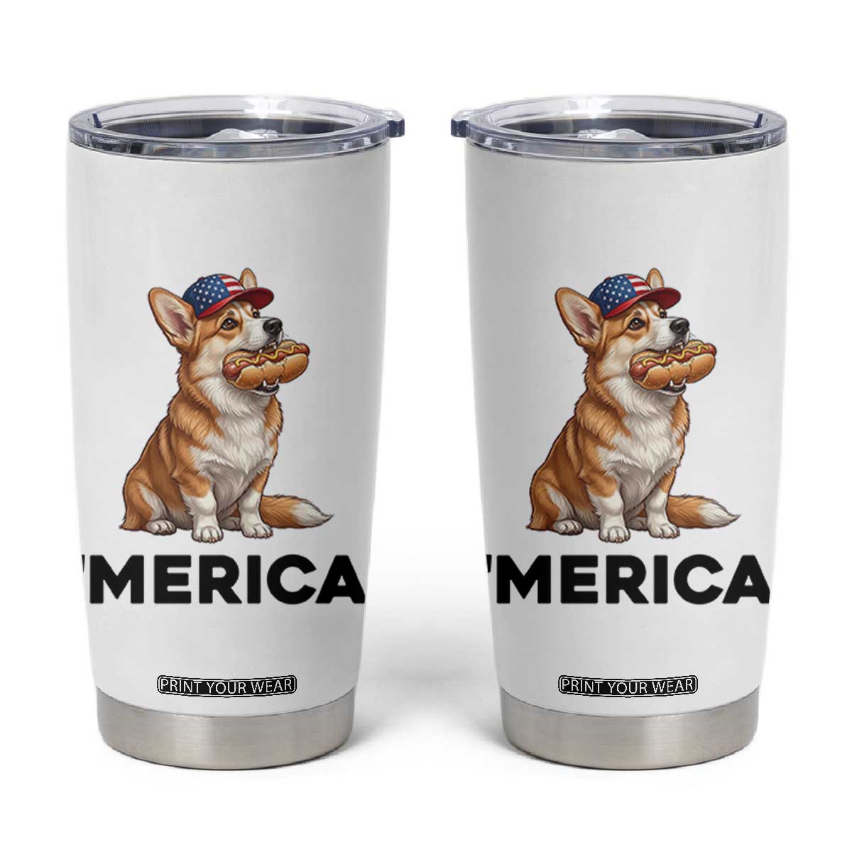 Funny Merica Corgi Lover 4th Of July Tumbler Cup Patriotic Dog Gift