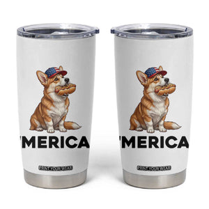 Funny Merica Corgi Lover 4th Of July Tumbler Cup Patriotic Dog Gift