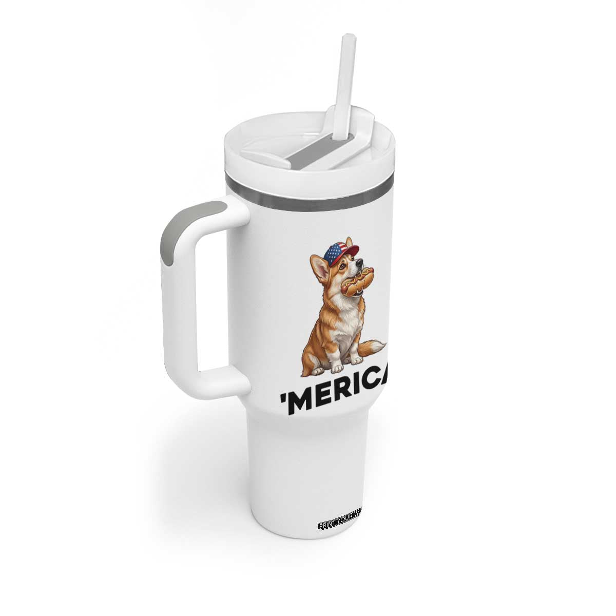Funny Merica Corgi Lover 4th Of July Tumbler With Handle Patriotic Dog Gift