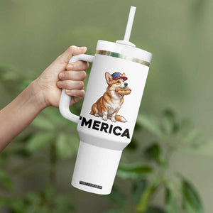 Funny Merica Corgi Lover 4th Of July Tumbler With Handle Patriotic Dog Gift
