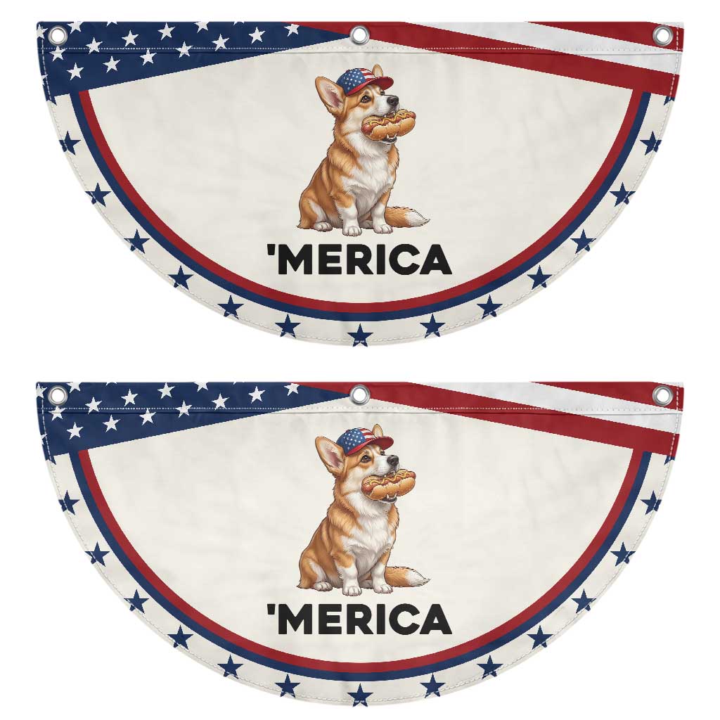 Funny Merica Corgi Lover 4th Of July Patriotic Fan Flag Dog Mom Dad Gift TS12 2pcs pack Classic Beige Print Your Wear