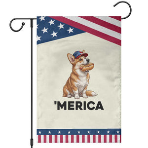 Funny Merica Corgi Lover 4th Of July Patriotic Garden Flag Dog Mom Dad Gift
